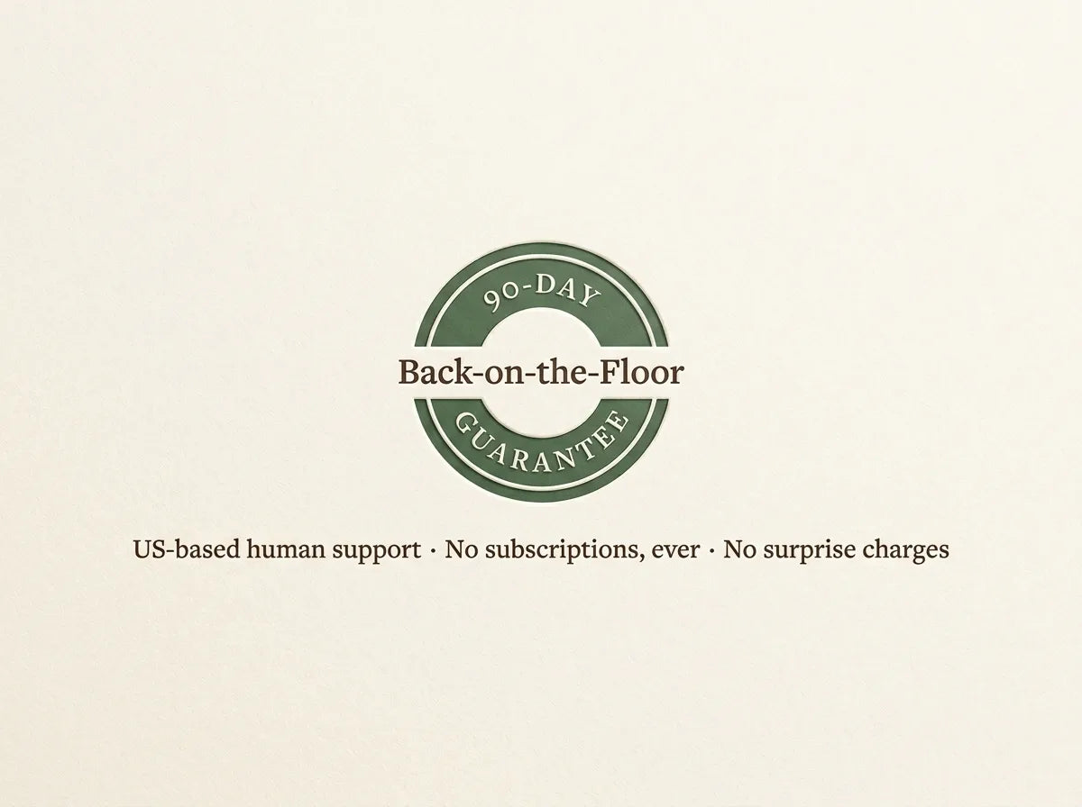 90-Day Back-on-the-Floor Guarantee seal